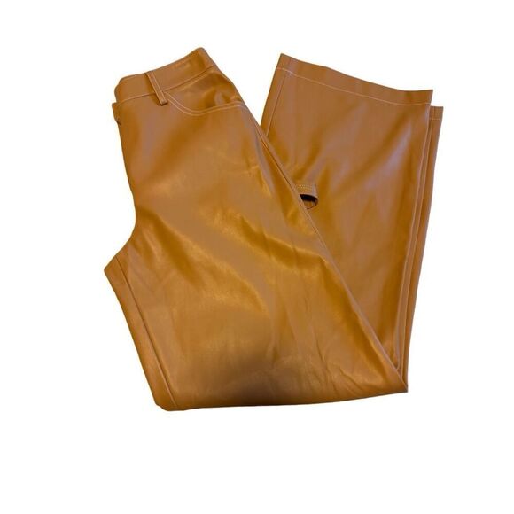 ✨ Staud size 2 faux leather camel tan carpenter pants - flawed - Picture 1 of 13